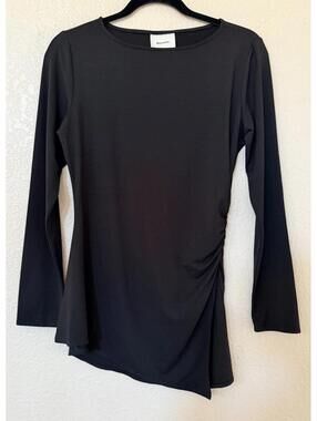 New Reformation Margot Asymmetric Peplum Knit Top In Black Size L